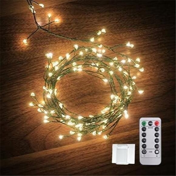 LED Starry Lights Battery Operated Green Copper Wire Fairy Light String Light - Picture 1 of 7
